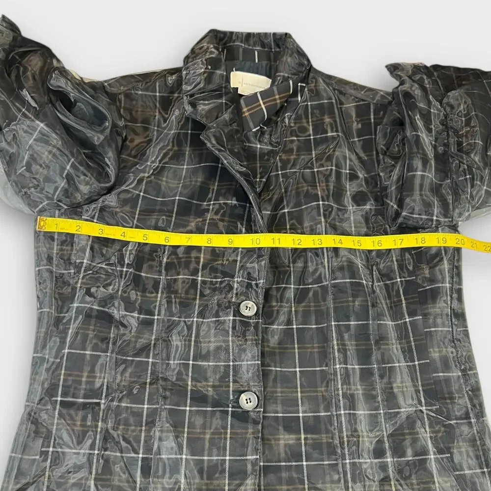 By Anthropologie Tulle Overlay Plaid Blazer Size Small NEW - Picture 9 of 9